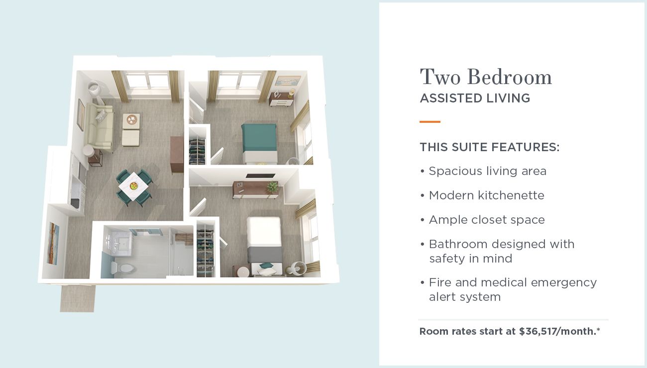 Assisted Living 2 Bedroom Floorplan | Sunrise at East 56