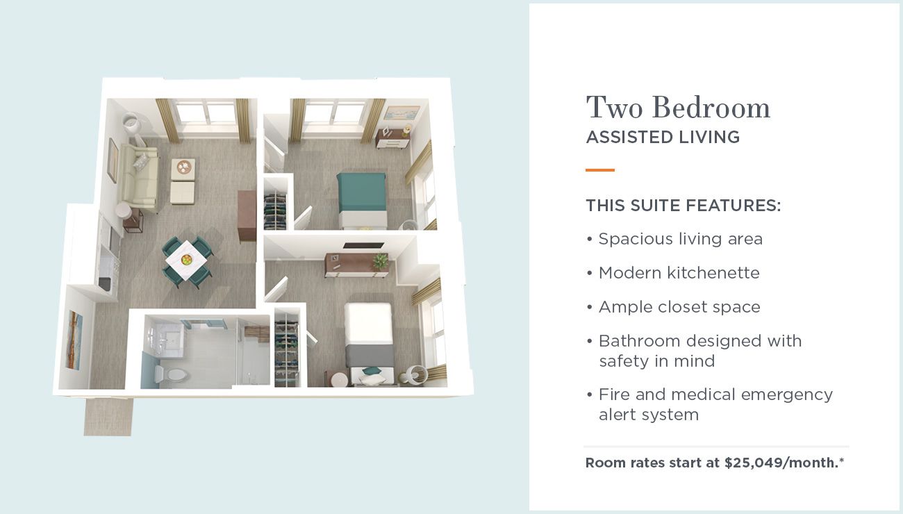 Assisted Living 2 Bedroom Floorplan | Sunrise at East 56