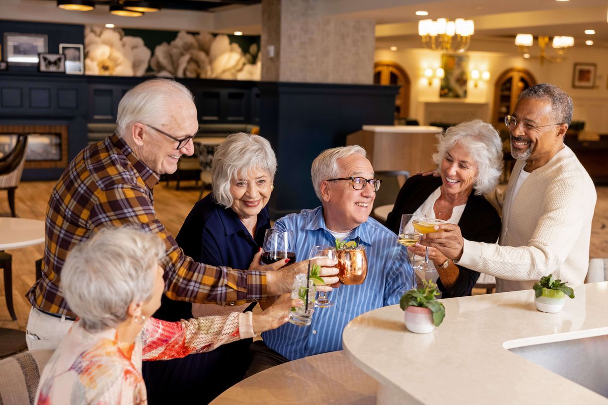 Residents enjoying happy hour
