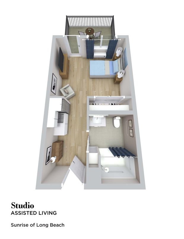 Studio Floor Plan, AL | Sunrise of Long Beach