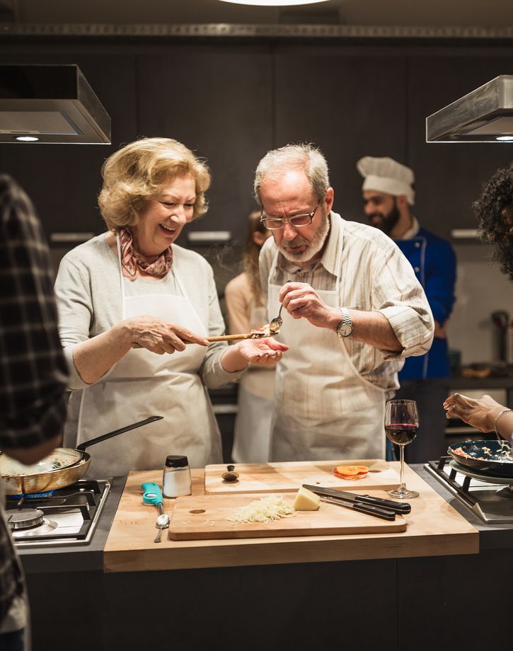 Couple at cooking class