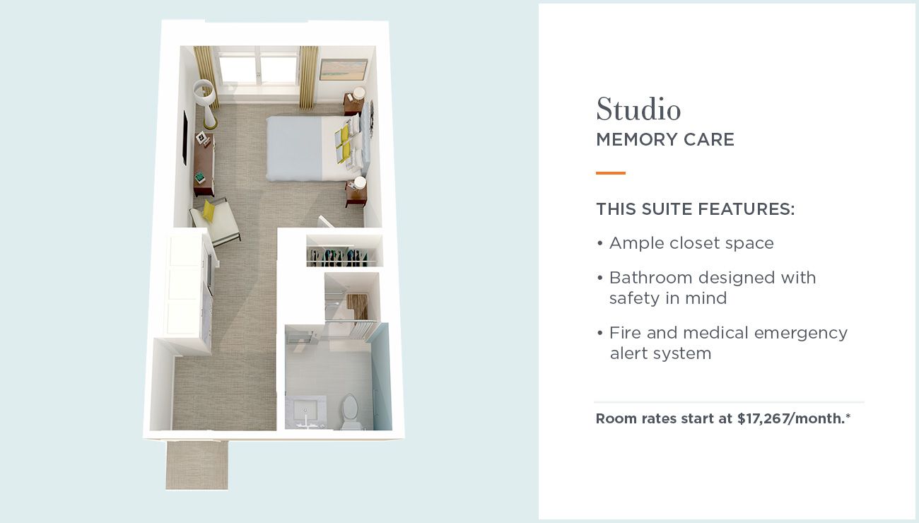 Assisted Living Studio Floorplan | Sunrise at East 56