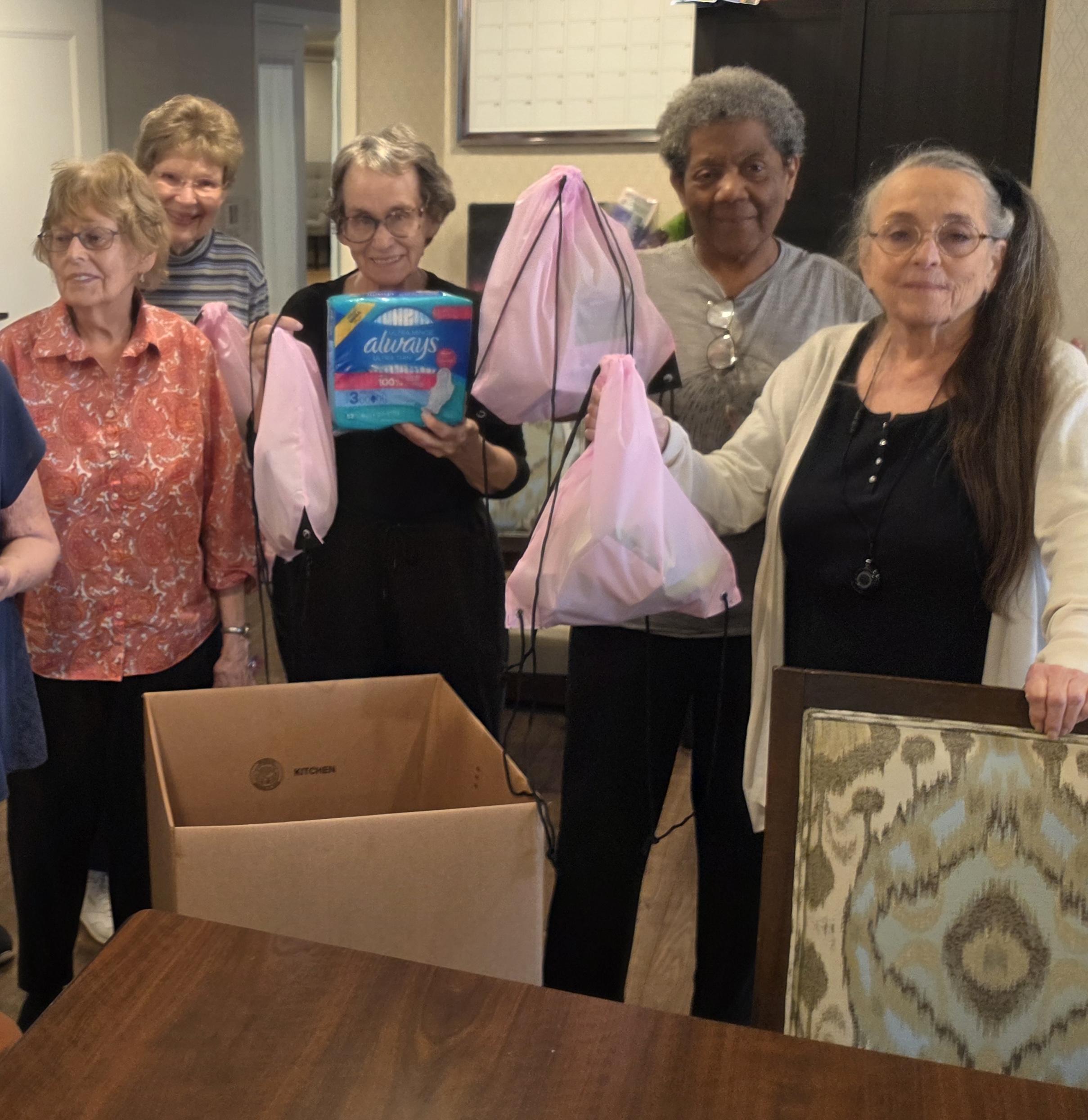 Sunrise of Bethesda residents donating hygiene products