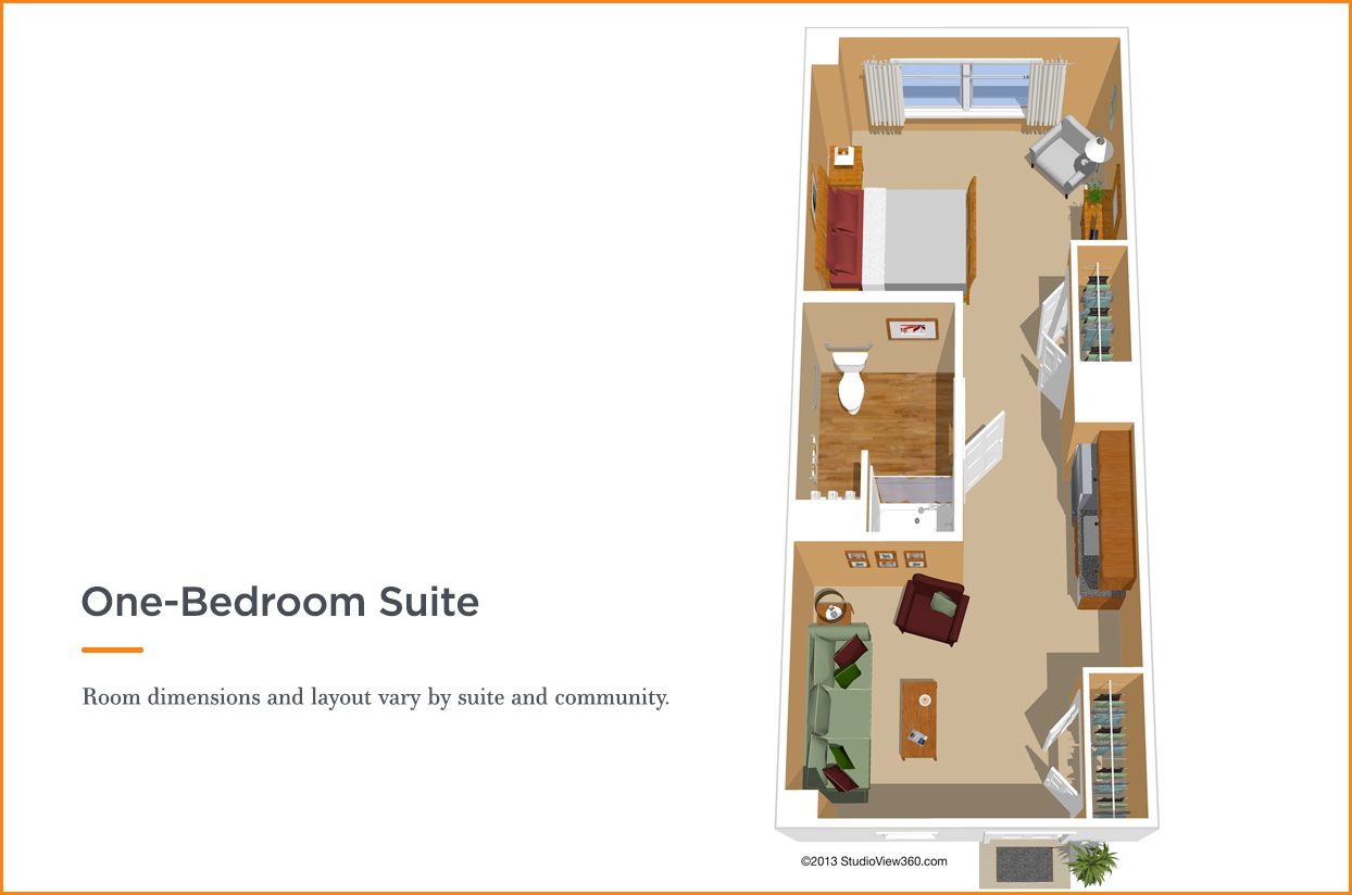 One Bedroom, One Bath Floor Plan