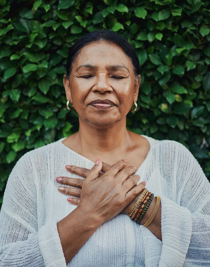 Mindful woman outside