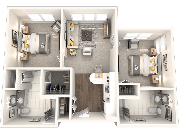 Two Bedroom Floor Plan, AL | Sunrise of North Severna Park