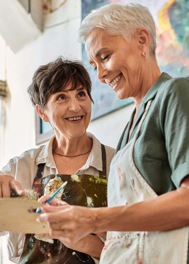 Resident taking a painting class