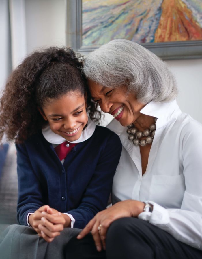 Sunrise at East 56, lobby, resident and grand daughter
