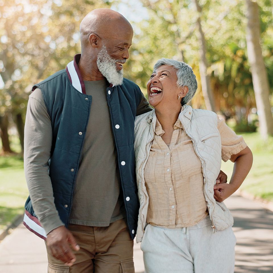 Couple on spring walk