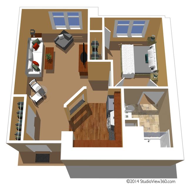 1 bedroom, floor plan