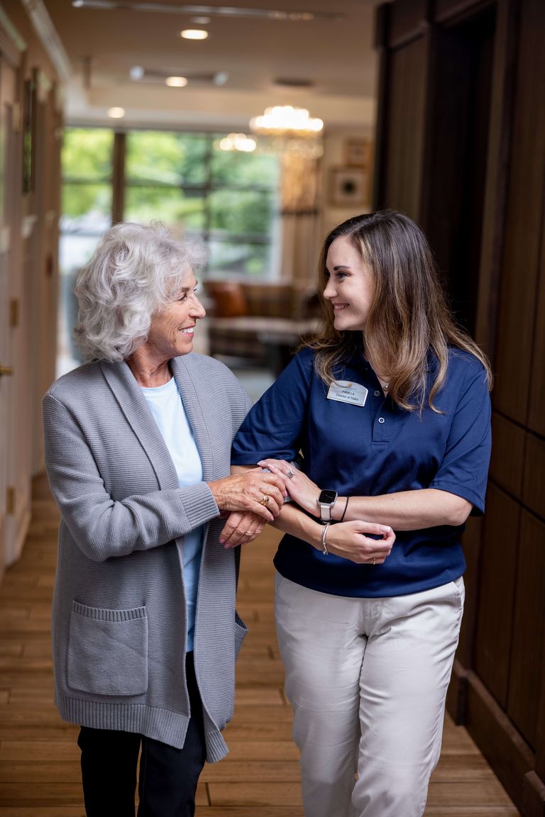 Resident talking to care manager at the community