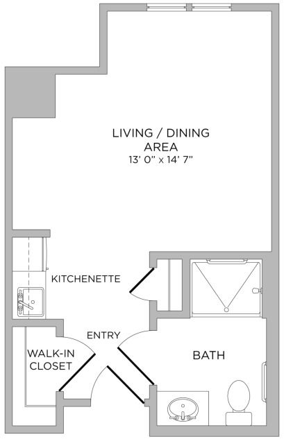 York II Floor Plan - Studio