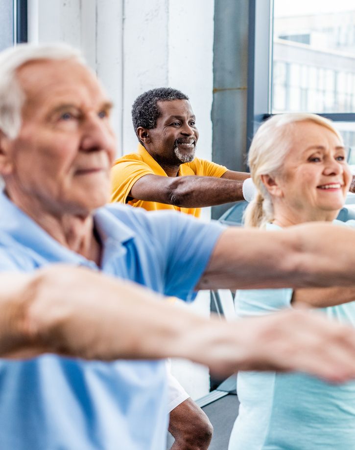 Group fitness class with residents
