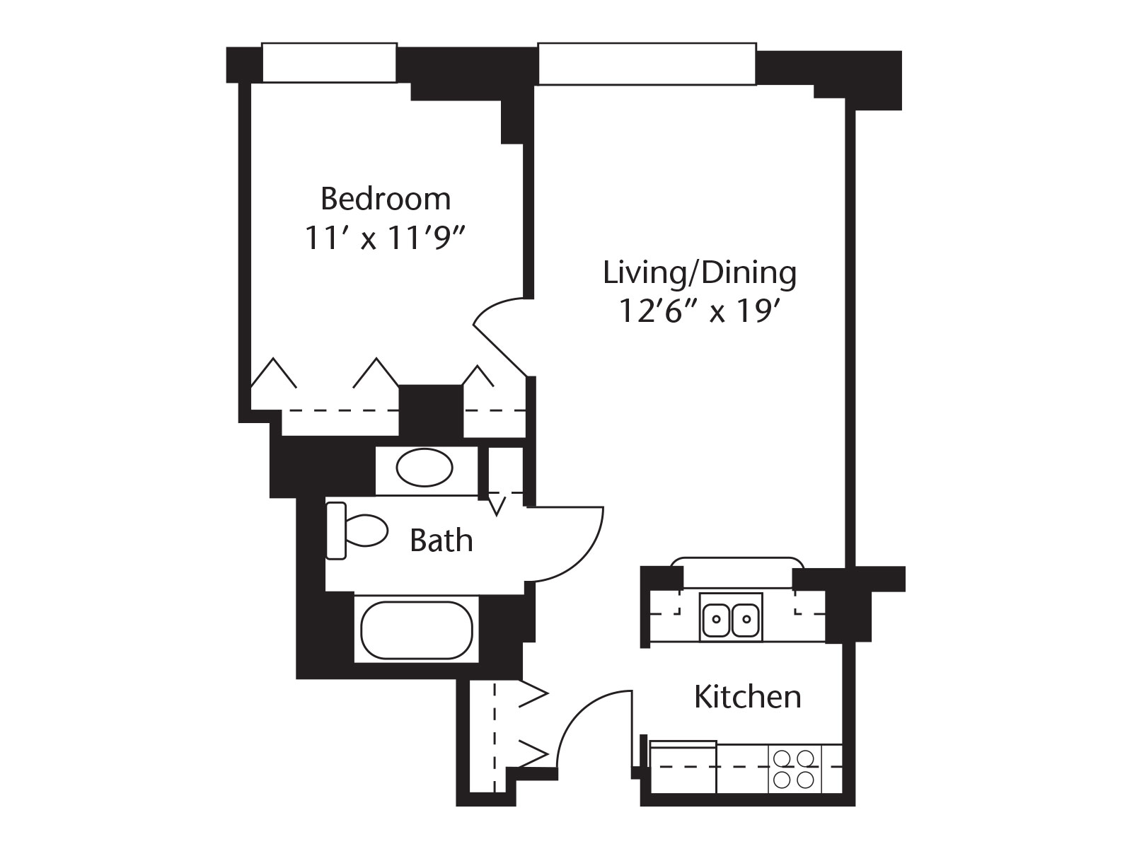 The Capstone | One Bedroom Floorplan