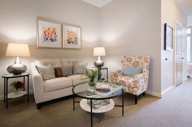 Model Suite Living Room | Sunrise at Flatirons