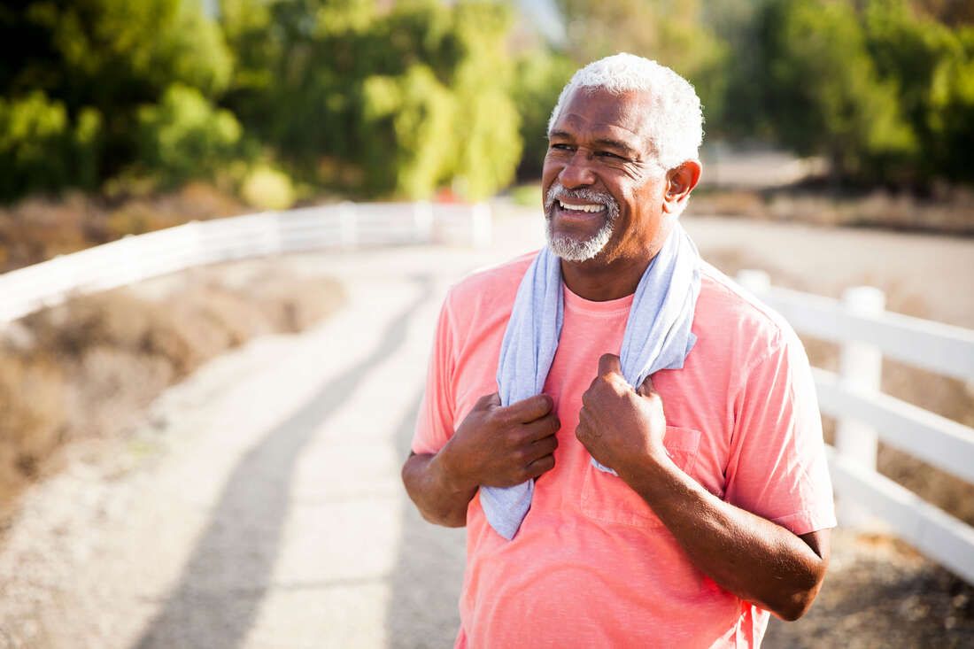 man finishing a run