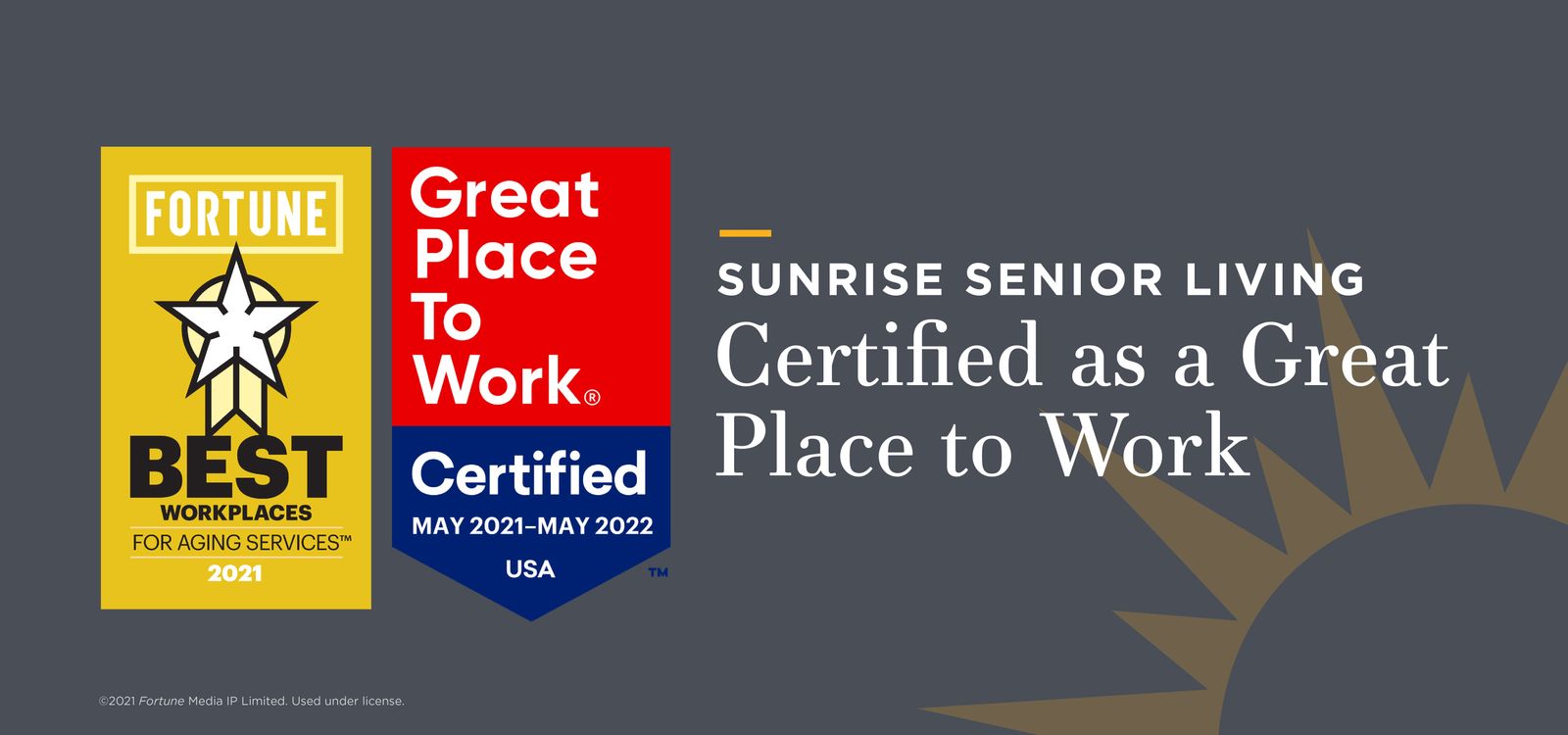 Sunrise Senior Living Recognized as Great Place to Work®