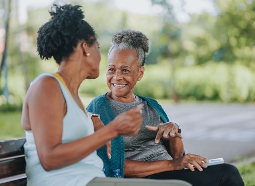 Mother and daughter in nearby park