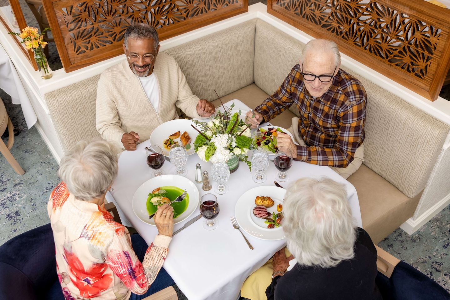 Residents dining at community
