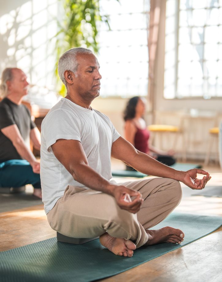 Senior yoga group exercise class