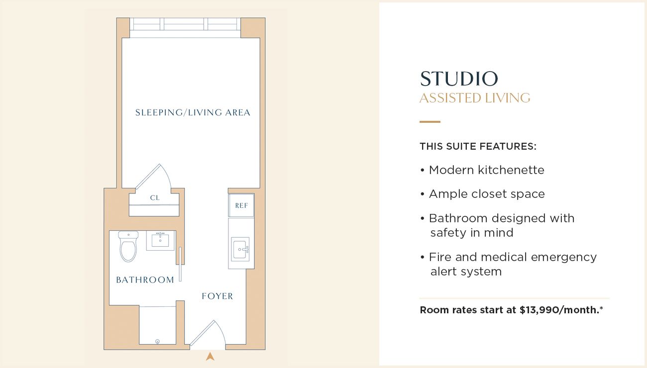 Apsley Floorplan | Assisted Living Studio