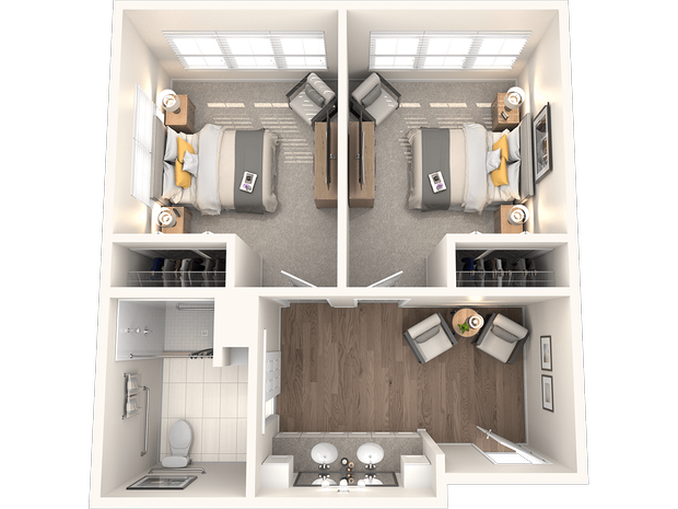 Two Bedroom Floor Plan, MC | Sunrise of North Severna Park