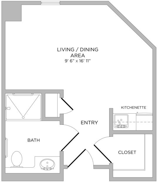 Brighton Gardens of Raleigh studio floorplan