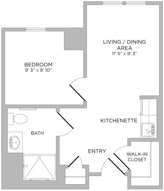 Brighton Gardens of Dunwoody Somerset Floor Plan - One Bedroom