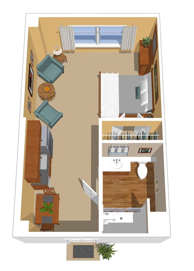 studio, floor plan