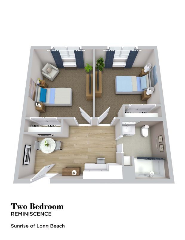 Two Bedroom Floor Plan, MC | Sunrise of Long Beach