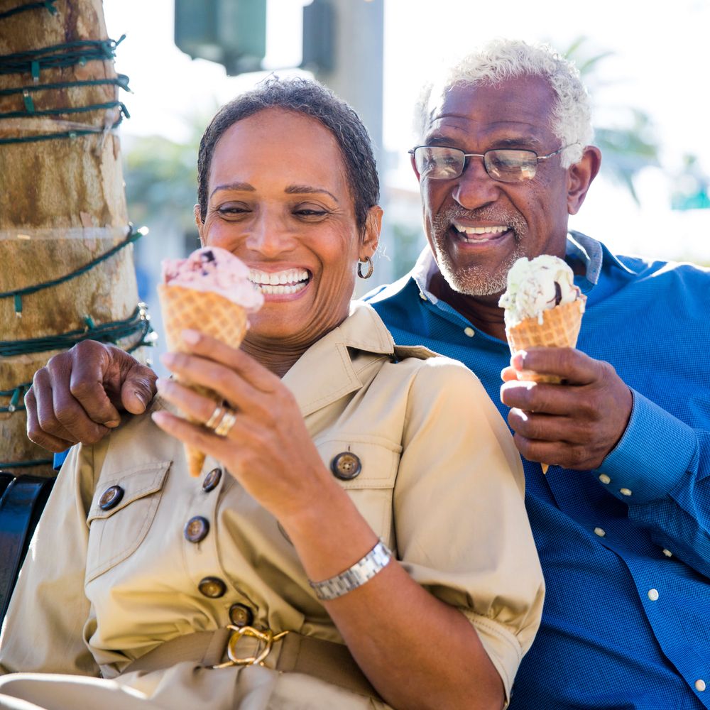 Older Couple Eating Ice Cream