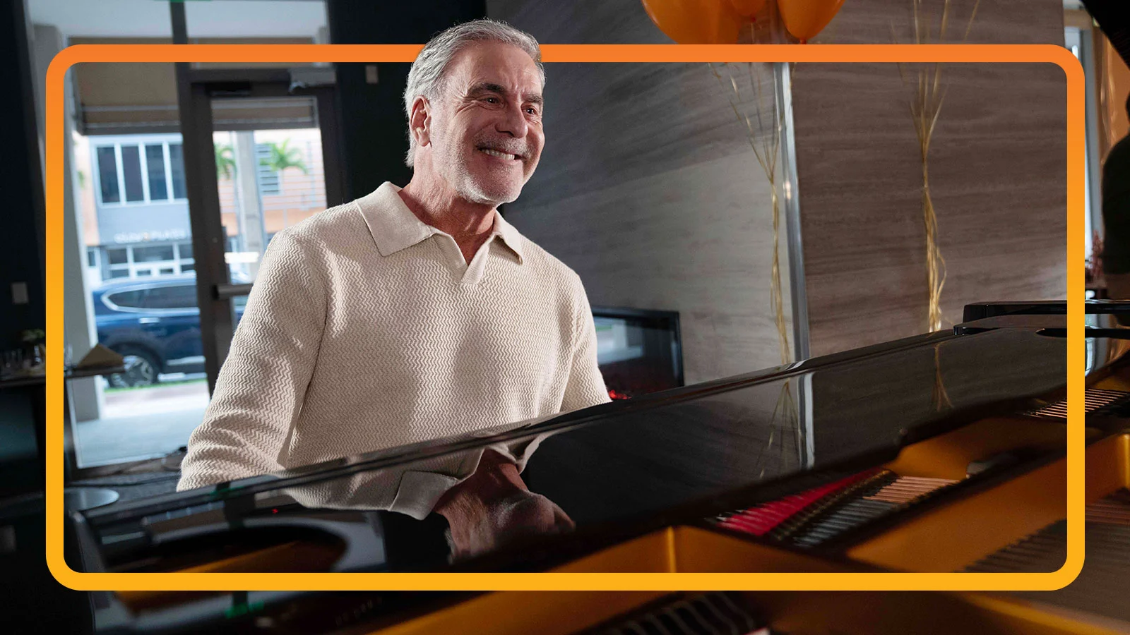 senior living resident playing piano
