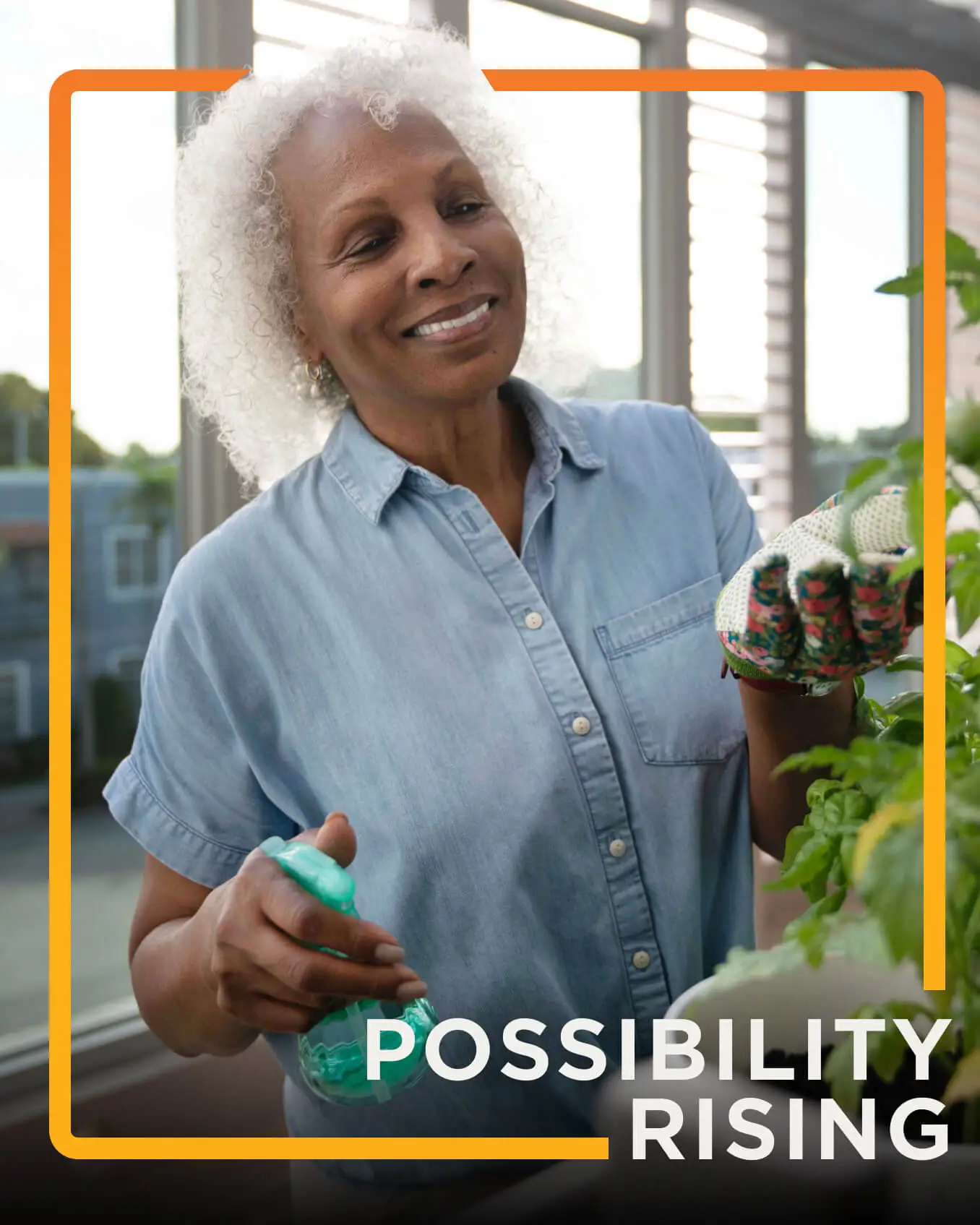 senior living resident gardening