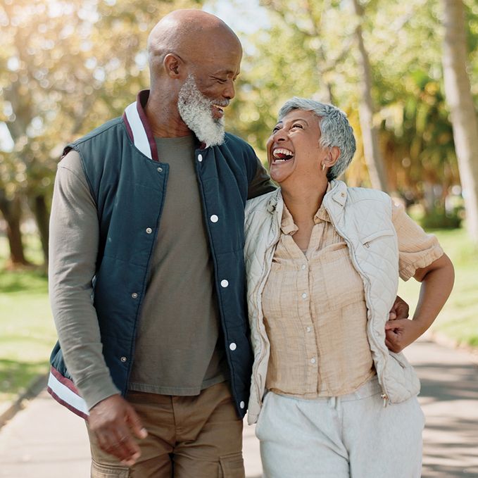 Couple on spring walk