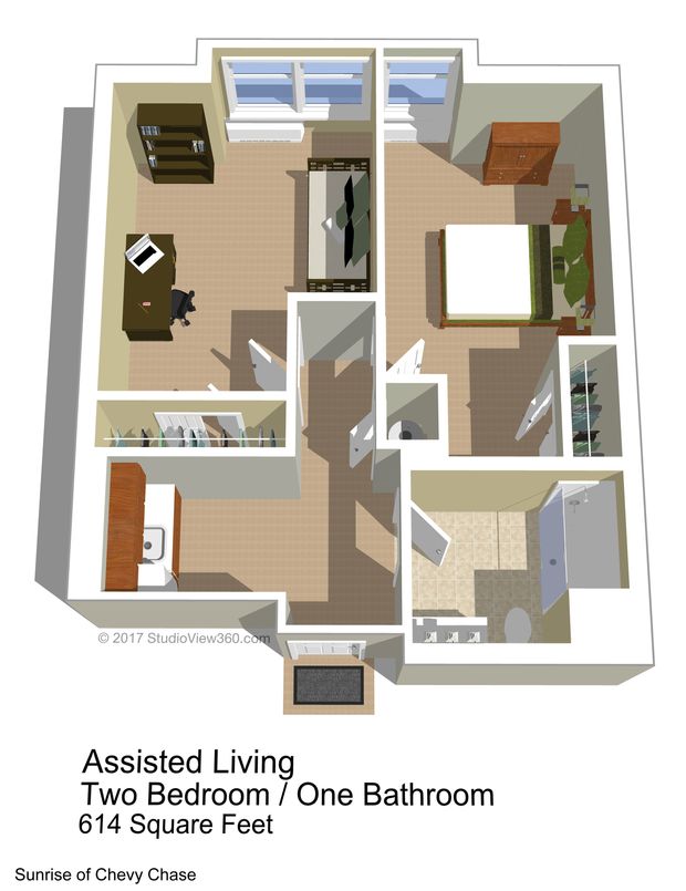 2 Bedroom 1 Bathroom Floor Plan