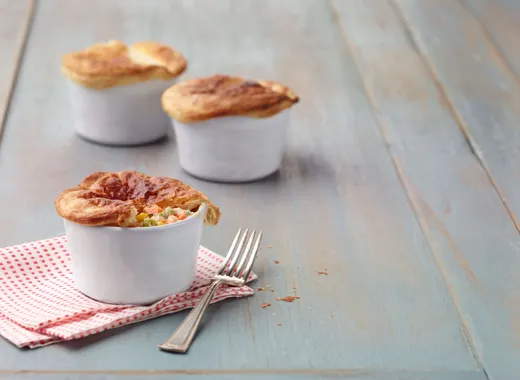 Three chicken pot pies