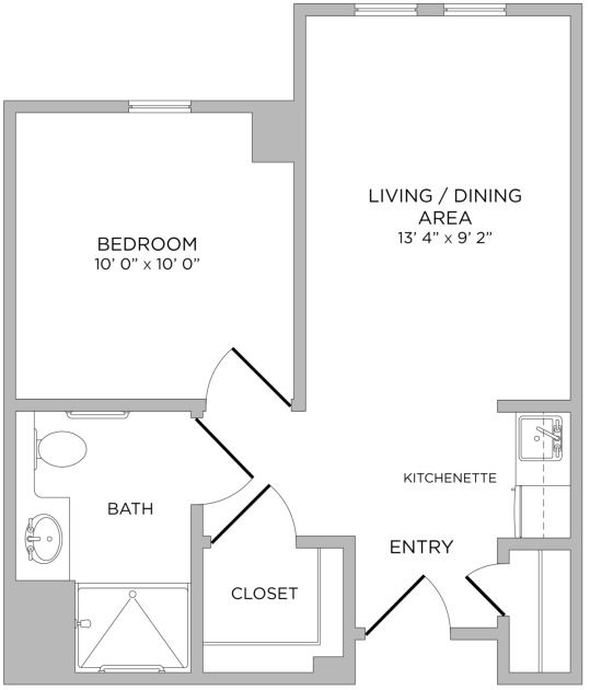 Brighton Gardens of Raleigh 1 bed floorplan