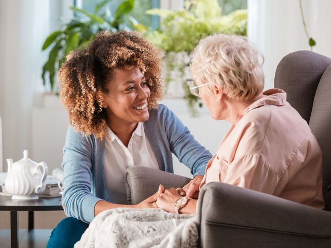resident with caretaker