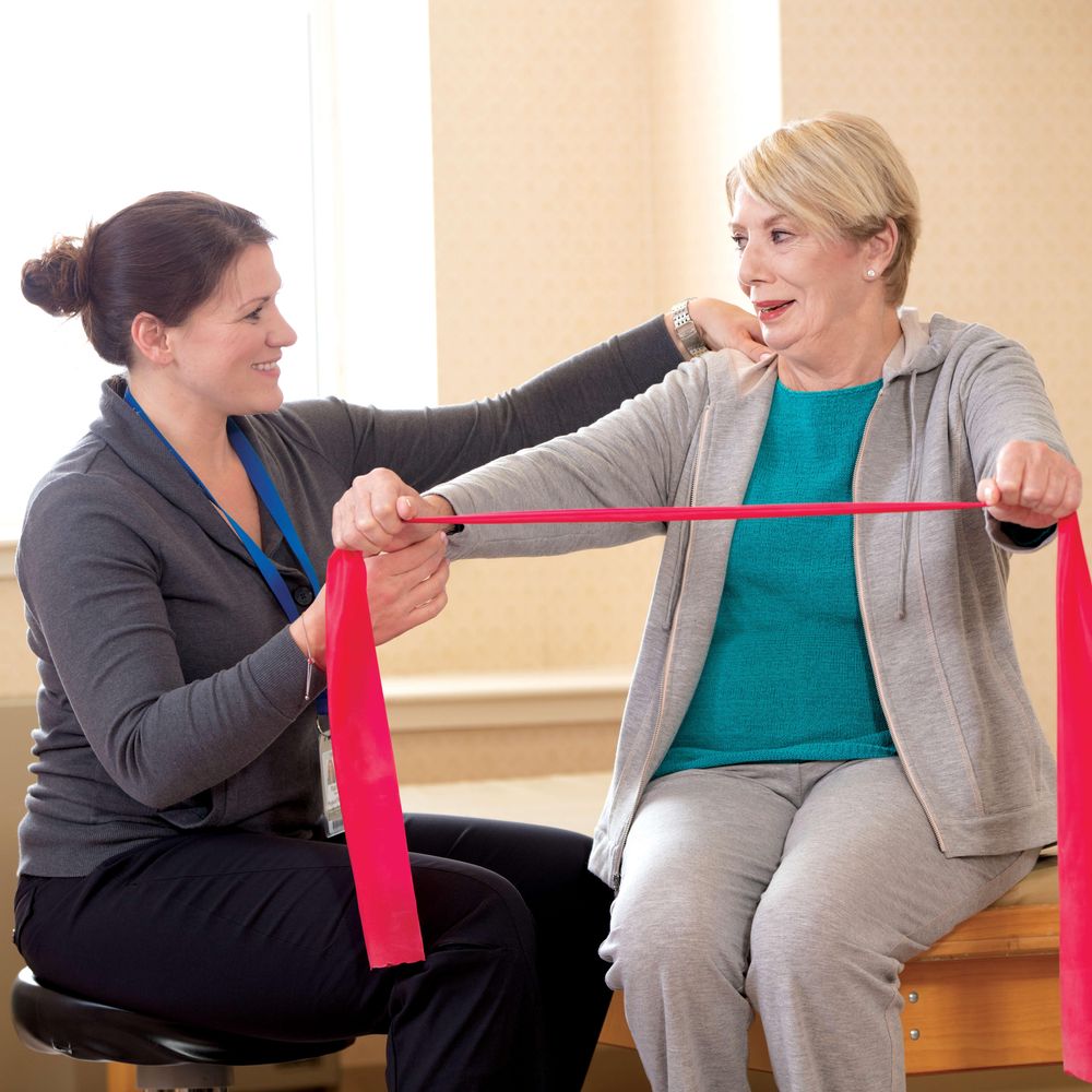 Resident receiving physical therapy.