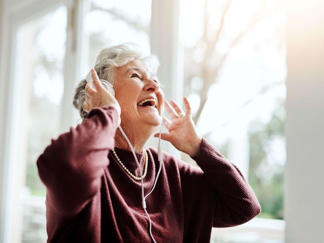 resident listening to music