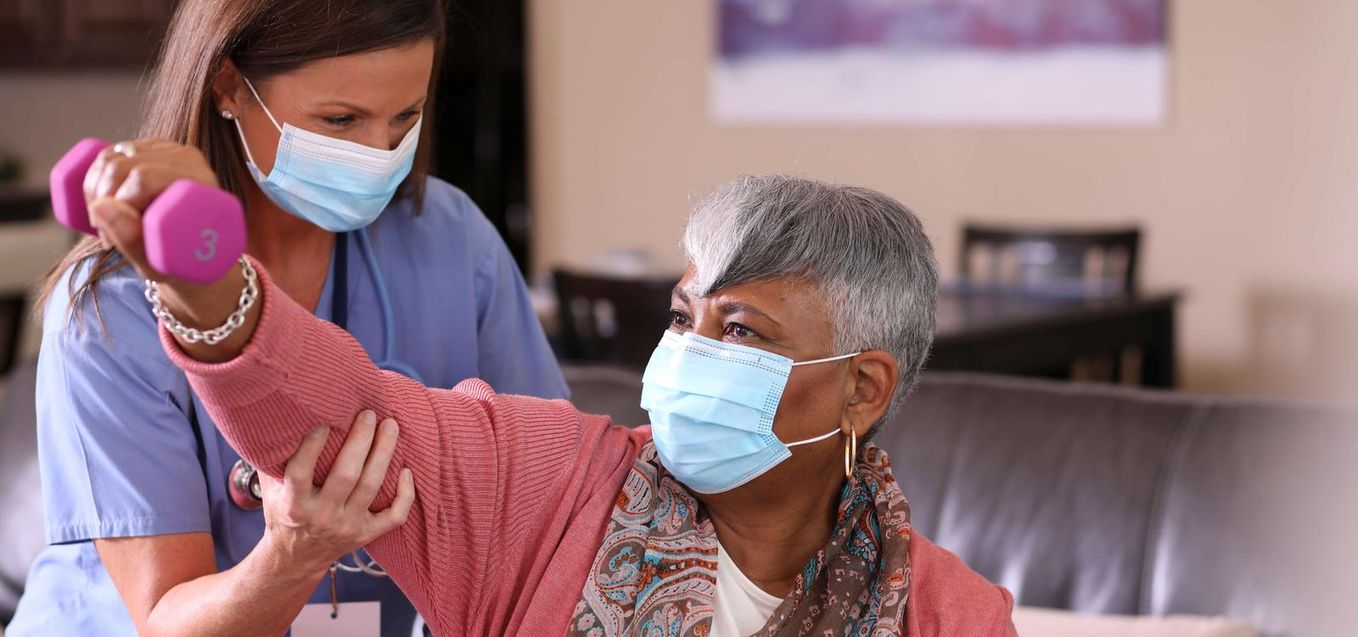 resident doing physical therapy