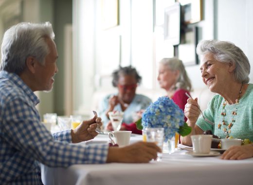 Residents eating breakfast