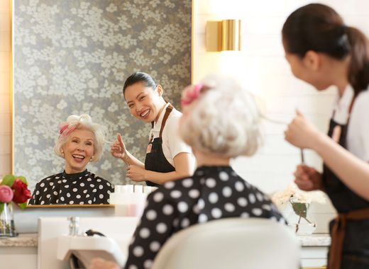 Resident Getting Her Hair Done