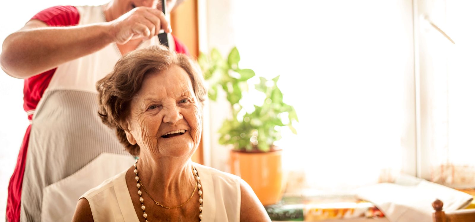 resident gets hair done