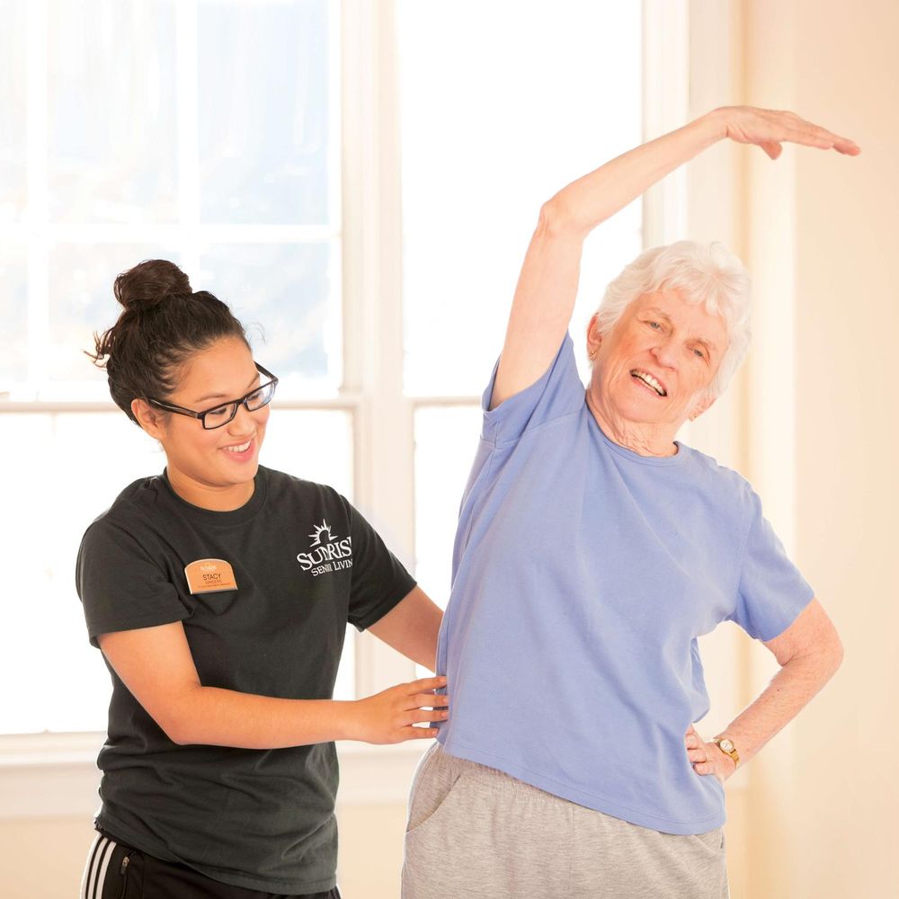 Resident receiving physical therapy.