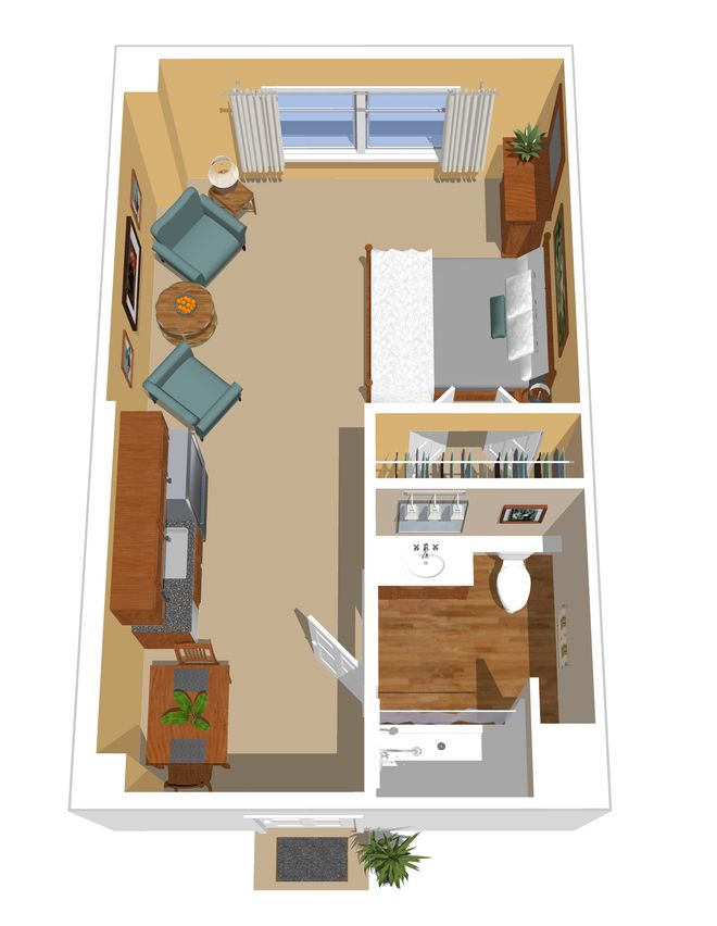 studio, floor plan