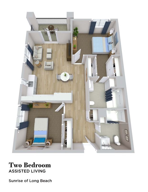 Two Bedroom Floor Plan, AL | Sunrise of Long Beach