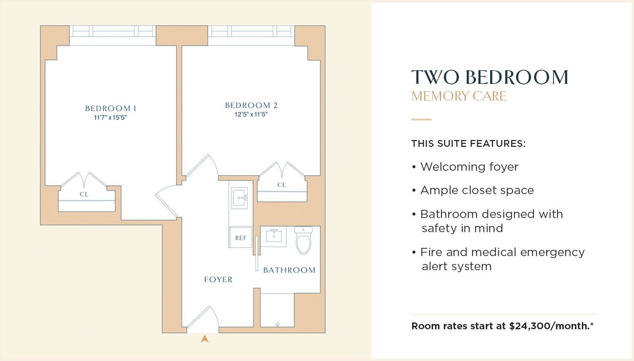 Apsley Floorplan | Memory Care Two Bedroom