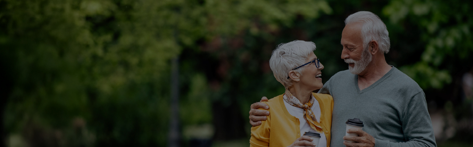Senior couple walking outside