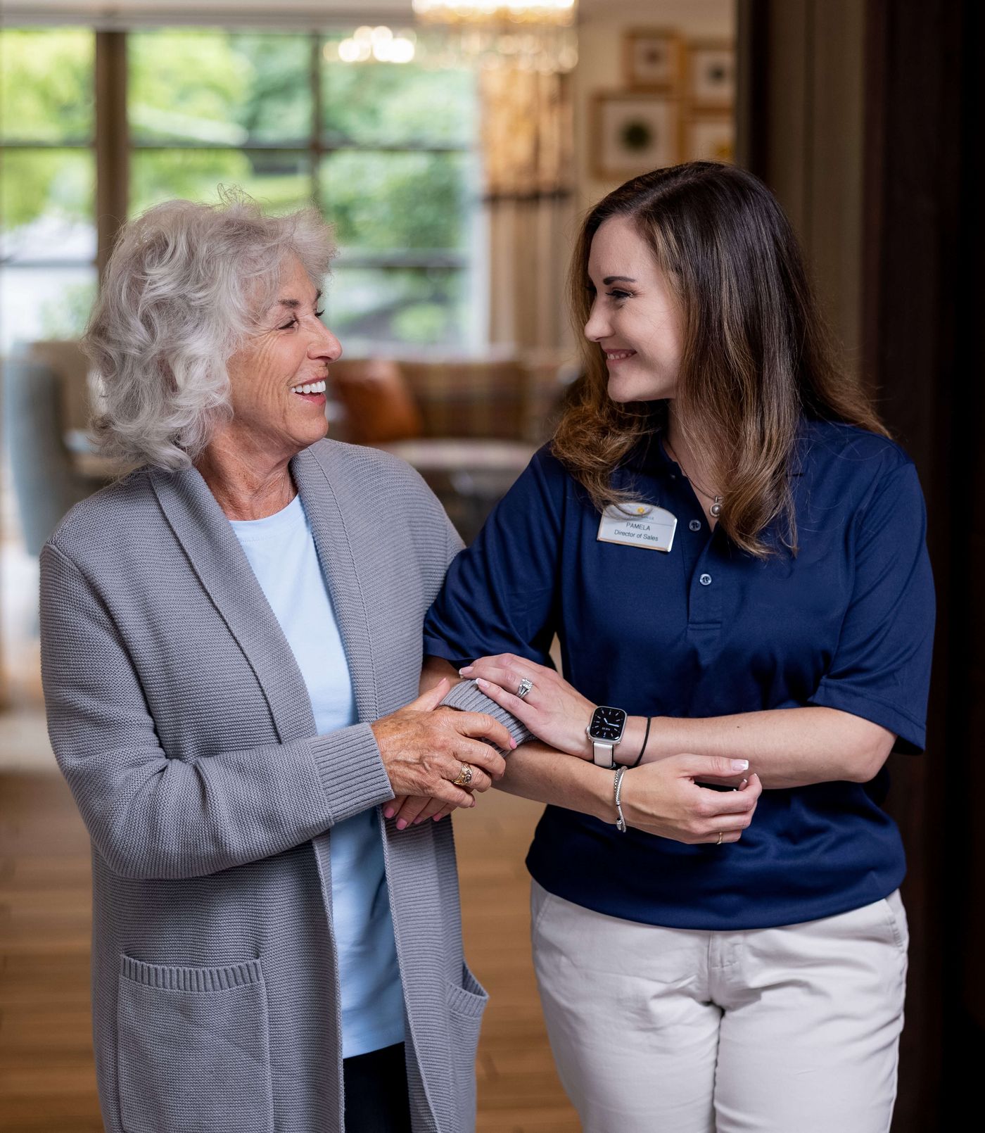 Resident talking to care manager at the community